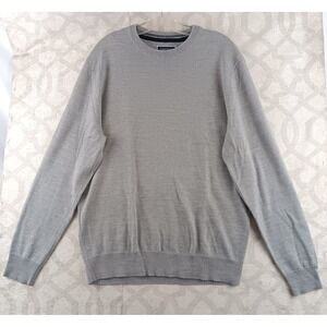 Club Room Mens Gray Crew Neck Sweater Merino Wool Blend Size M